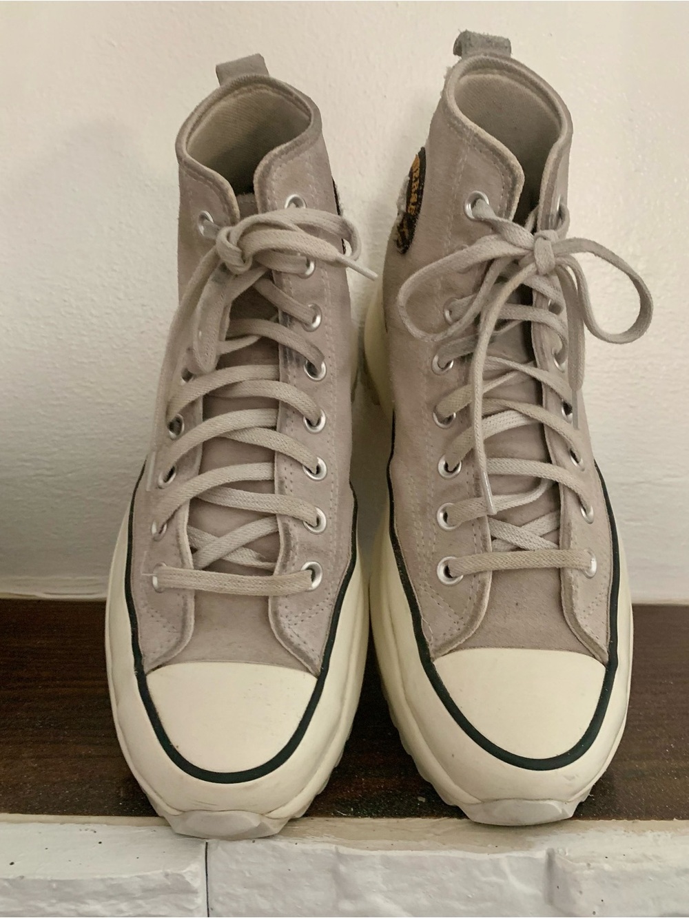 Converse Women’s High-Top Sneakers in Taupe and White